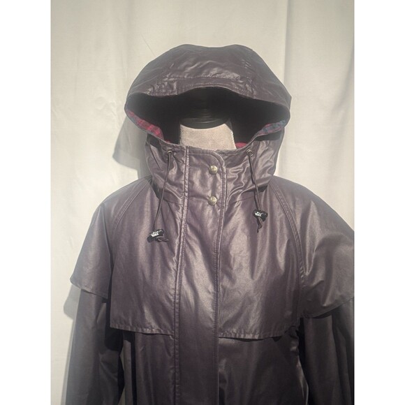 VTG Woolrich Made in USA Waxed Cotton Barn Coat Jacket Womens L Wool Plaid Lined - Picture 11 of 13